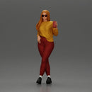 Confident Style in Yellow and Red, Holding a Drink with sunglasses - Only-Games