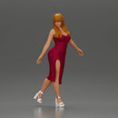 Elegant woman in red dress gracefully walking with confidence and poise - Only-Games