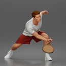 Focused Tennis Player Lunging Forward in Athletic Shirt, Shorts, and Sneakers