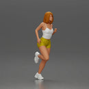 Woman with short hair wearing white top and yellow shorts running - Only-Games