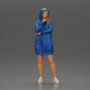 Hooded Woman Standing Thoughtfully with Hand on Chin and Arm Crossed - Only-Games