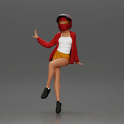 woman in Red Jacket and Helmet Sitting on the Motorbike - Only-Games