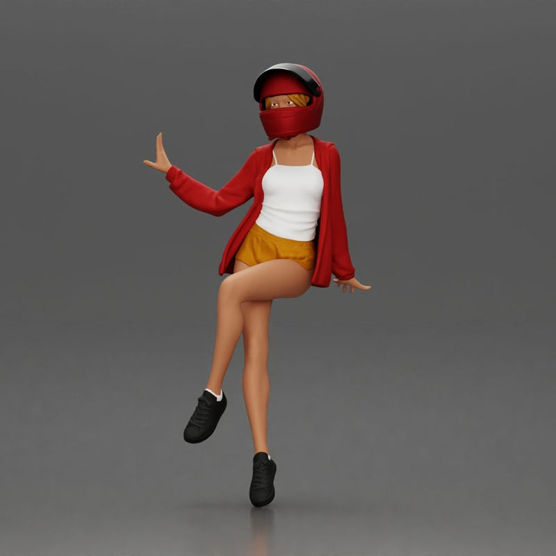 woman in Red Jacket and Helmet Sitting on the Motorbike - Only-Games