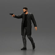 Man in Black Coat Aiming a Gun with Confident Stance - Only-Games