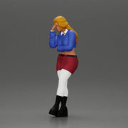 Troubled Woman in Stylish Outfit Holding Head in Deep Thought - Only-Games