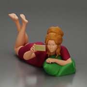 Relaxed Woman Lying on Pillow Taking a Selfie with Phone - Only-Games