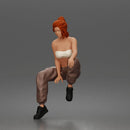 Stylish Woman Sitting Confidently in Trendy Tube Top and Pants 1-24