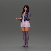 Beautiful girl standing in jacket and dress waiting for someone for a date - Only-Games