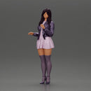 Beautiful girl standing in jacket and dress waiting for someone for a date - Only-Games