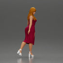 Elegant woman in red dress gracefully walking with confidence and poise - Only-Games