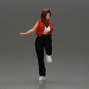 Woman in Headphones Lifting Leg in Stylish Streetwear - Only-Games