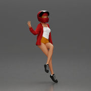 woman in Red Jacket and Helmet Sitting on the Motorbike - Only-Games