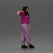 Graceful woman leaning on the car in magenta and lavender striking relaxed stylish pose - Only-Games
