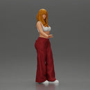 Chola style woman white top red baggy pants posing. - Only-Games