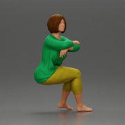 Calm woman sits midair with grace arms folded legs crossed in peace - Only-Games