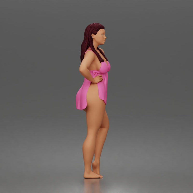 Barefoot Woman In Swimwear Cover Posing With Hands On Hips - Only-Games