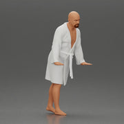 Man in White Robe Posing with Bare Feet and Open Hands - Only-Games