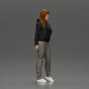 Casual girl with hoodie and sweatpants, striking a confident pose - Only-Games