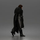 Fearless Warrior Walking Proudly in Heavy Armor and Fur Cloak