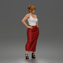Confident Woman Posing Boldly While Rocking Dramatic Slit Skirt Look