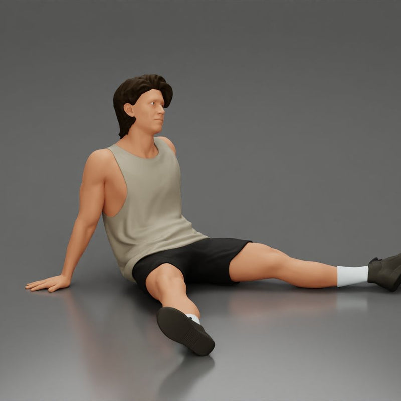 Casual Pose Relaxed Man Sitting with Comfortable Clothing and Footwear - Only-Games
