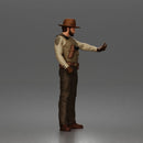 Confident Sheriff Standing Firm in Classic Western Outfit and Hat