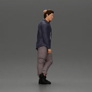 Fashion model posing casually in open shirt cargo pants relaxed stance - Only-Games