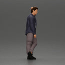 Fashion model posing casually in open shirt cargo pants relaxed stance - Only-Games