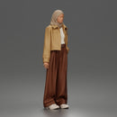Relaxed Hijab Stander Posing in Jacket Shirt Pants and Sneakers