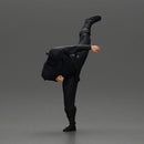 Ninja in black uniform performs high side kick with precision - Only-Games