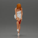 Woman in white towel lifting leg while putting on red underwear - Only-Games