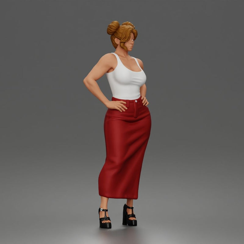 Confident Woman Posing Boldly While Rocking Dramatic Slit Skirt Look