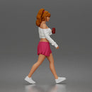Trendy Girl Walking Confidently with Drink in Stylish Casual Outfit