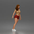Trendy Woman Standing Confidently in Beanie, Crop Top, and Shorts