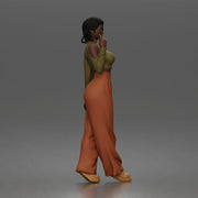 Confident woman flaunts cold shoulder crop turtleneck wide leg trousers - Only-Games