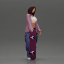 Skater girl wearing crop top cargo pants relaxed pose - Only-Games