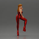Bold Fashionista in Red Bodysuit and Sky-High Platform Heels - Only-Games