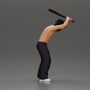 gangster man with curly hair swings baseball bat with powerful intent - Only-Games