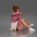 Relaxed Tennis Player Resting Confidently in Sporty Skirt and Sweater