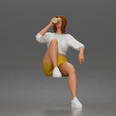 Relaxed Morning Drinker Sitting Casually in Comfy Outfit and Sneakers