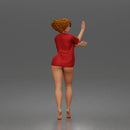 Woman in short dress barefoot expressing joy and freedom