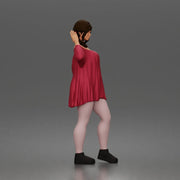 Standing Woman Waving Hand In Off Shoulder Top Platform Boots - Only-Games