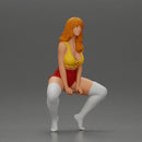 Sexy girl sitting at home wearing shorts and mini shirt at home - Only-Games