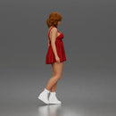 Standing woman in Sleeveless Bow Dress With Platform Ankle Boots