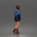 Stylish Woman Standing Gracefully Wearing Jacket Skirt And Boots