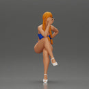 Woman sitting  with Pigtails wearing bikini smoking cigarette with contemplative gaze - Only-Games