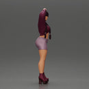 Woman in purple outfit striking a playful pose with braids and heels - Only-Games