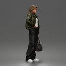 Confident Hand On Hip Poser Holding Bag Jacket Pants Sneakers