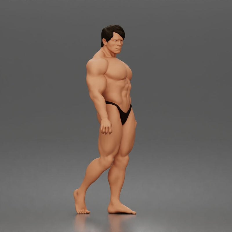 The muscular Arnold walks forward confidently showcasing his sculpted physique - Only-Games