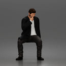 Seated Detective In Long Coat Holding Weapon In Contemplative Pose